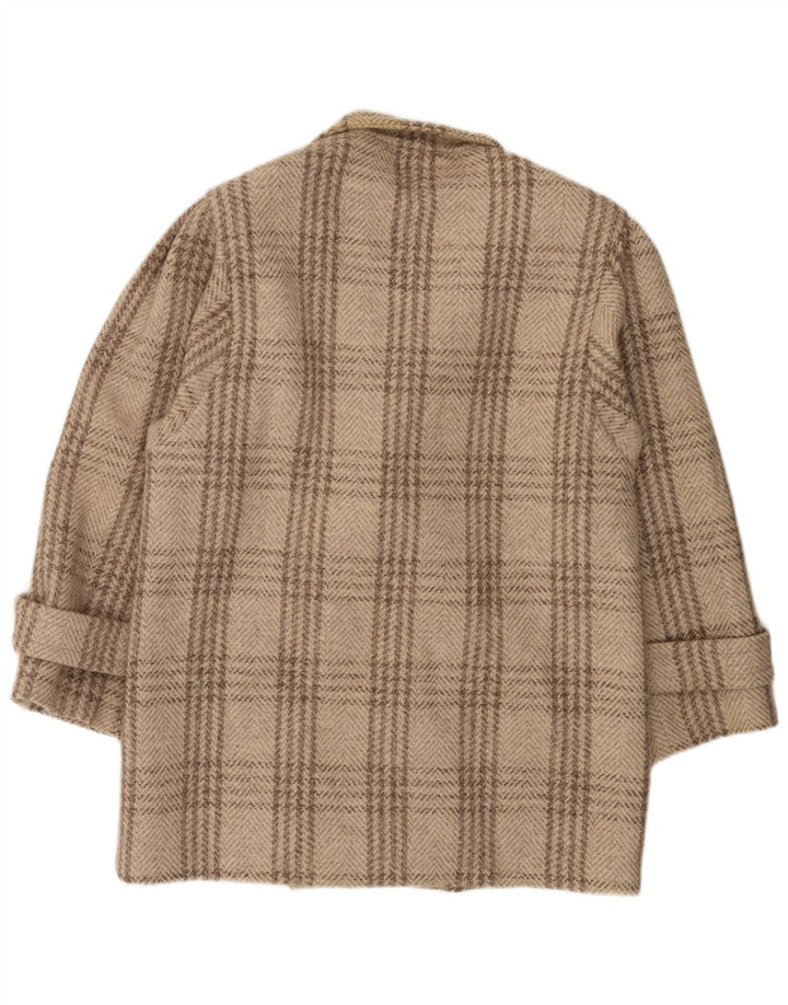 Męska marynarka dwurzędowa C&A UK 38, wełna w pepitkę, w średnim beżu