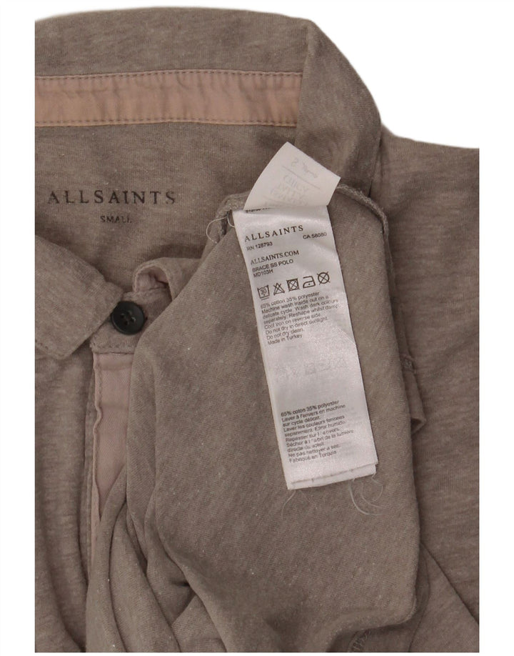 Męska koszulka polo All Saints, mała, szara, bawełniana w paski