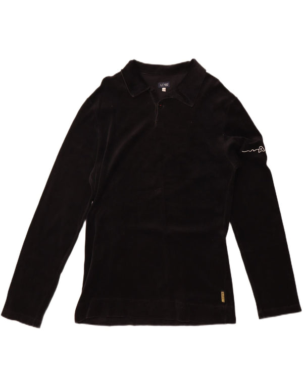Męska aksamitna koszulka polo Armani Jeans z długim rękawem XL, czarna, bawełniana
