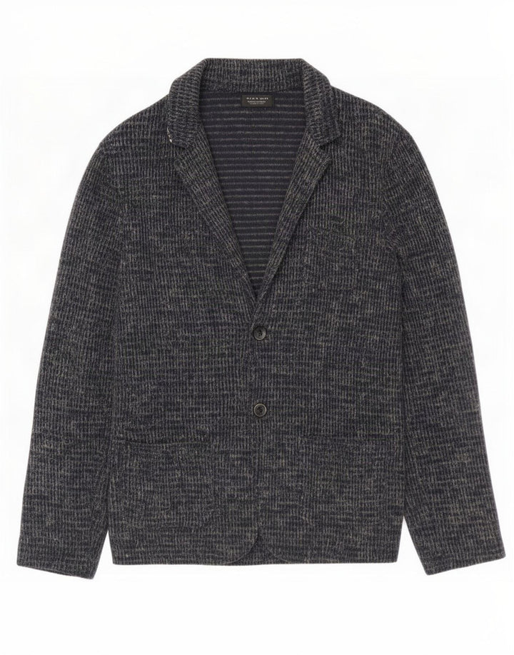 Zara Męski sweter rozpinany, duży, granatowy, bawełniany w cętki