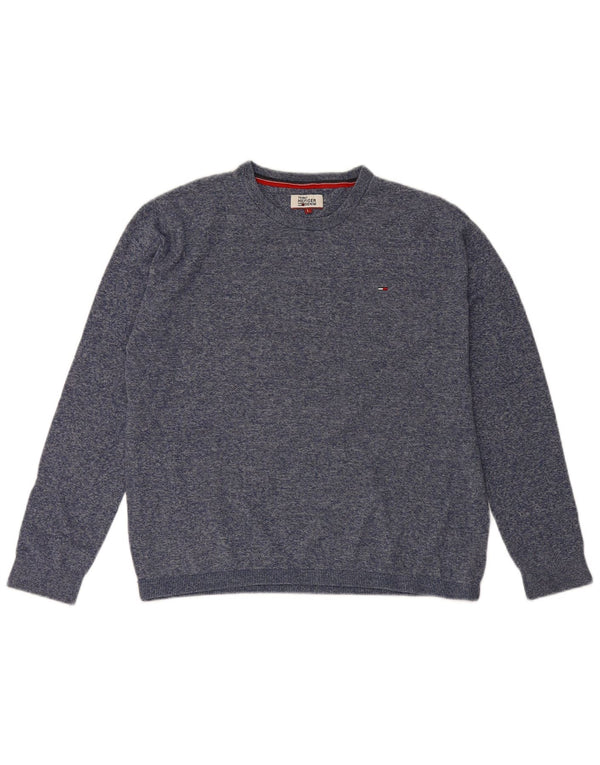 Damski sweter z okrągłym dekoltem Tommy Hilfiger UK 16, duży, granatowy, bawełniany