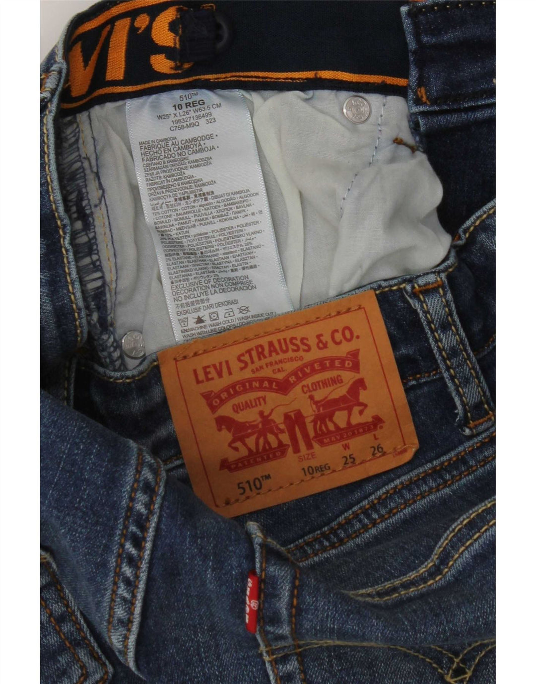 Obcisłe jeansy chłopięce Levi's 510 9-10 lat, niebieskie, bawełniane