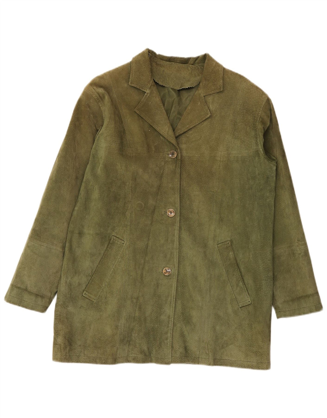 Vintage damska marynarka zapinana na 3 guziki IT 42, średnia skóra khaki