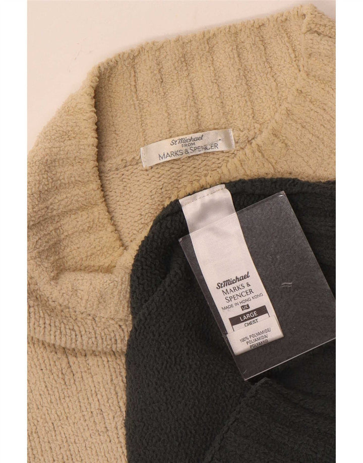 Marks & Spencer Męski sweter z golfem, duży, w kolorze złamanej bieli