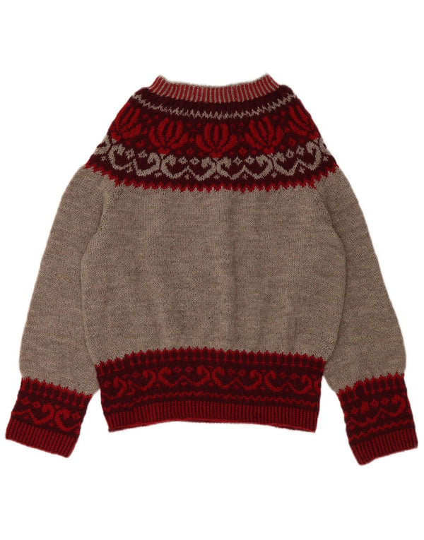 Sweter damski VINTAGE z dekoltem w łódkę UK 14 Średni szary Fair Isle
