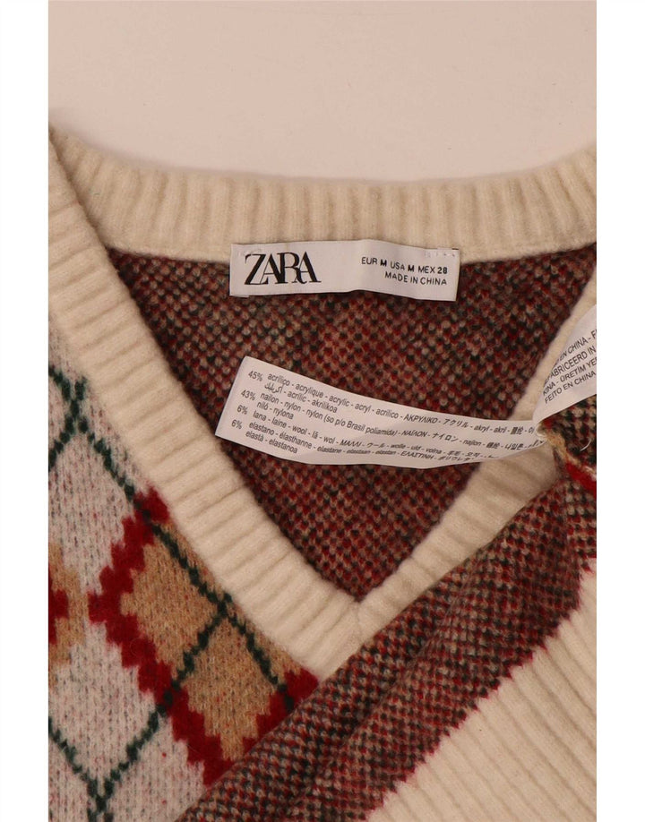 Damski podkoszulek Zara Crop Vest UK 14 Średni wielokolorowy Argyle/Diament