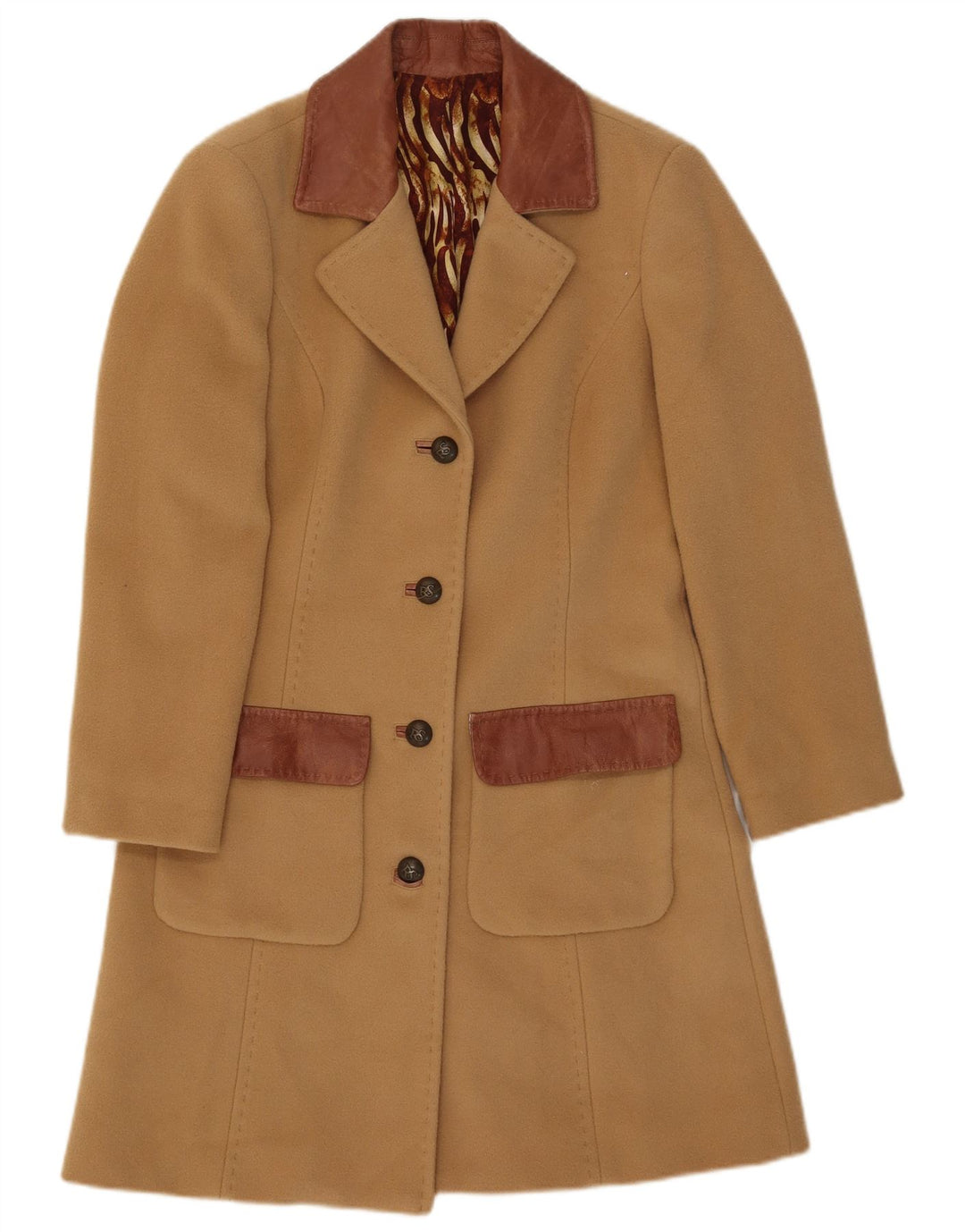 Płaszcz damski w stylu vintage UK 8 Small Beige Colourblock