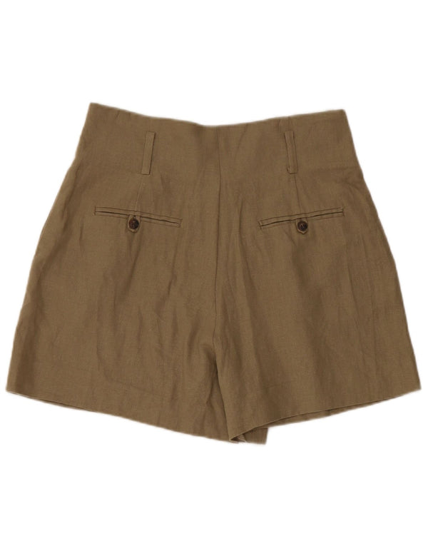 Damskie spodenki chino z wysokim stanem Zara W28, lniane w kolorze khaki