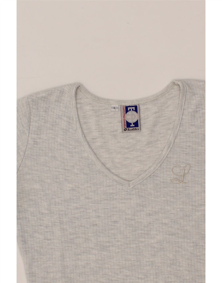 LOTTO Womens T-Shirt Top UK 14 Large Grey Vintage Lotto and Second-Hand Lotto from Messina Hembry 