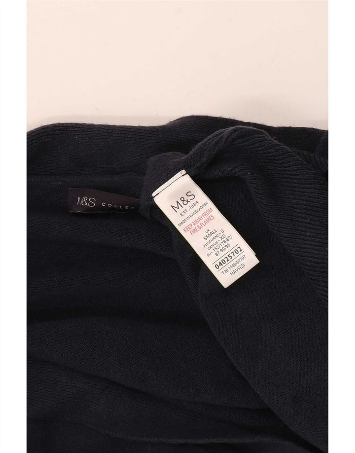 Marks & Spencer Damski sweter rozpinany, mały, granatowy, akrylowy