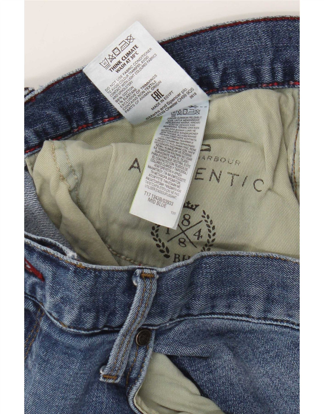 Marks & Spencer Męskie proste dżinsy W40 L29 Niebieskie bawełniane
