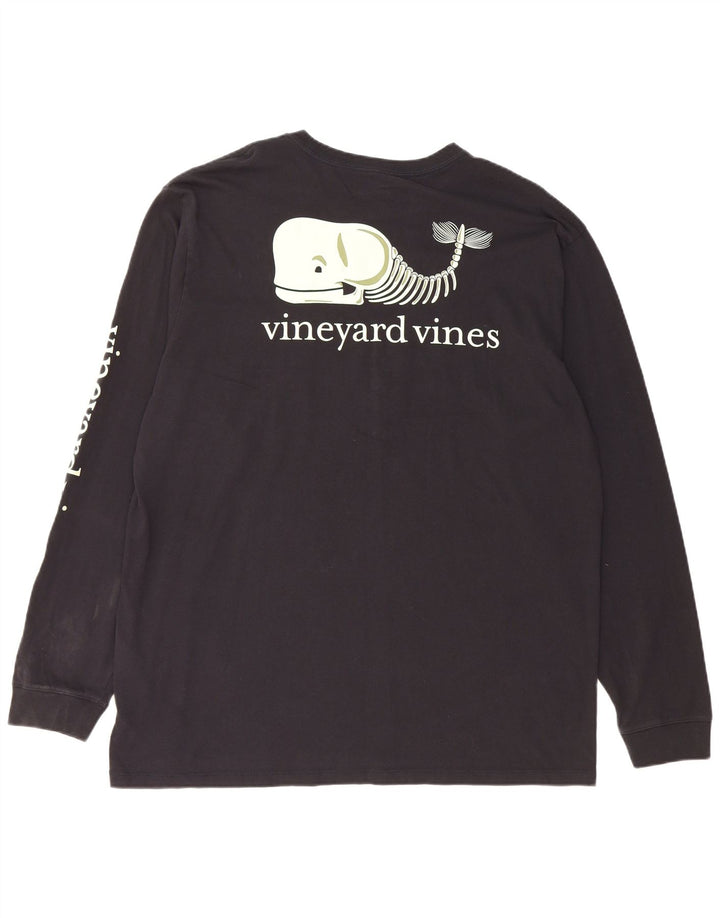 Męski graficzny top VINEYARD VINES z długim rękawem XL, czarny, bawełniany