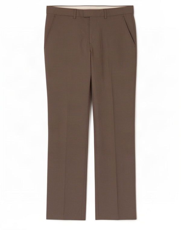 Męskie proste spodnie garniturowe Zara EU 38 Small W30 L32 Brązowe pepitkę