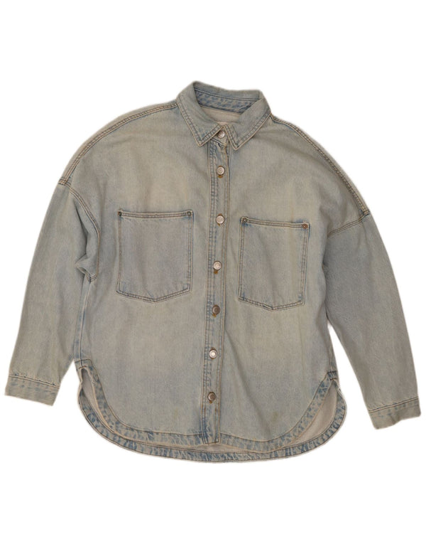 Damska koszula jeansowa oversize Zara UK 10, mała, niebieska bawełna