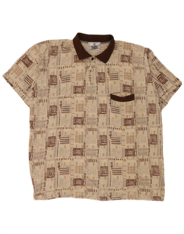 Męska koszulka polo Vintage XL w kolorze beżowej wiskozy
