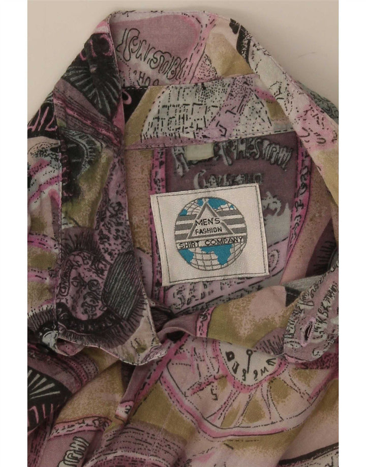 Koszula męska z krótkim rękawem w stylu vintage, abstrakcyjny wzór, średnia, wielobarwna