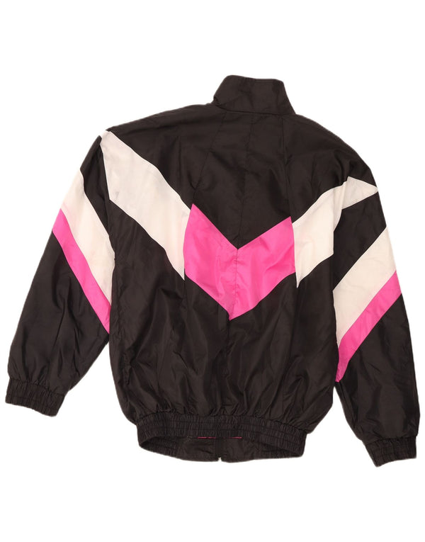 Męska kurtka dresowa w stylu vintage XL Czarny poliester z blokami kolorów