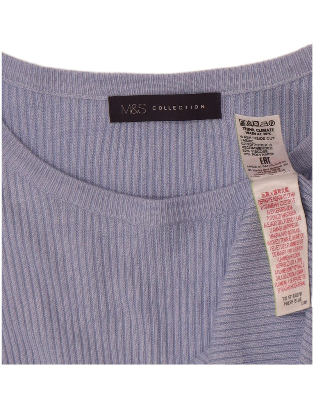 T-shirt damski Marks & Spencer Top UK 24 4XL Niebieska wiskoza