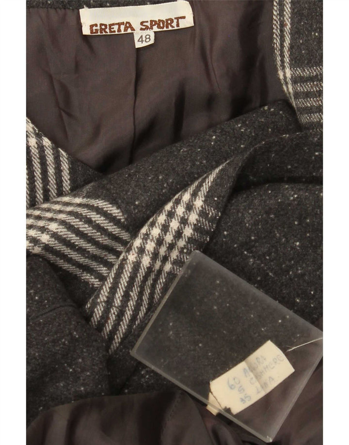 Płaszcz damski w stylu vintage IT 48 XL Szara kratka Angora