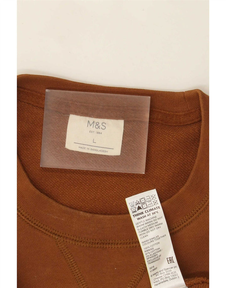 Marks & Spencer Męski sweter, duży, brązowy, bawełniany