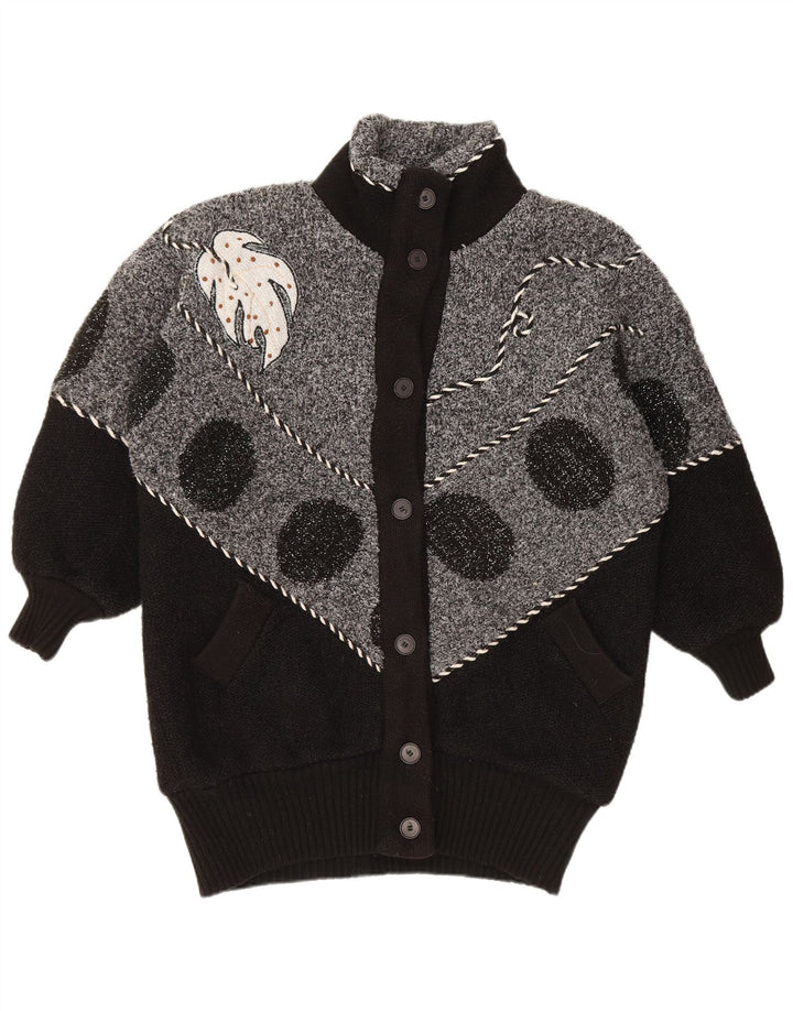 Sweter damski VINTAGE UK 22 3XL Czarny z blokami kolorów