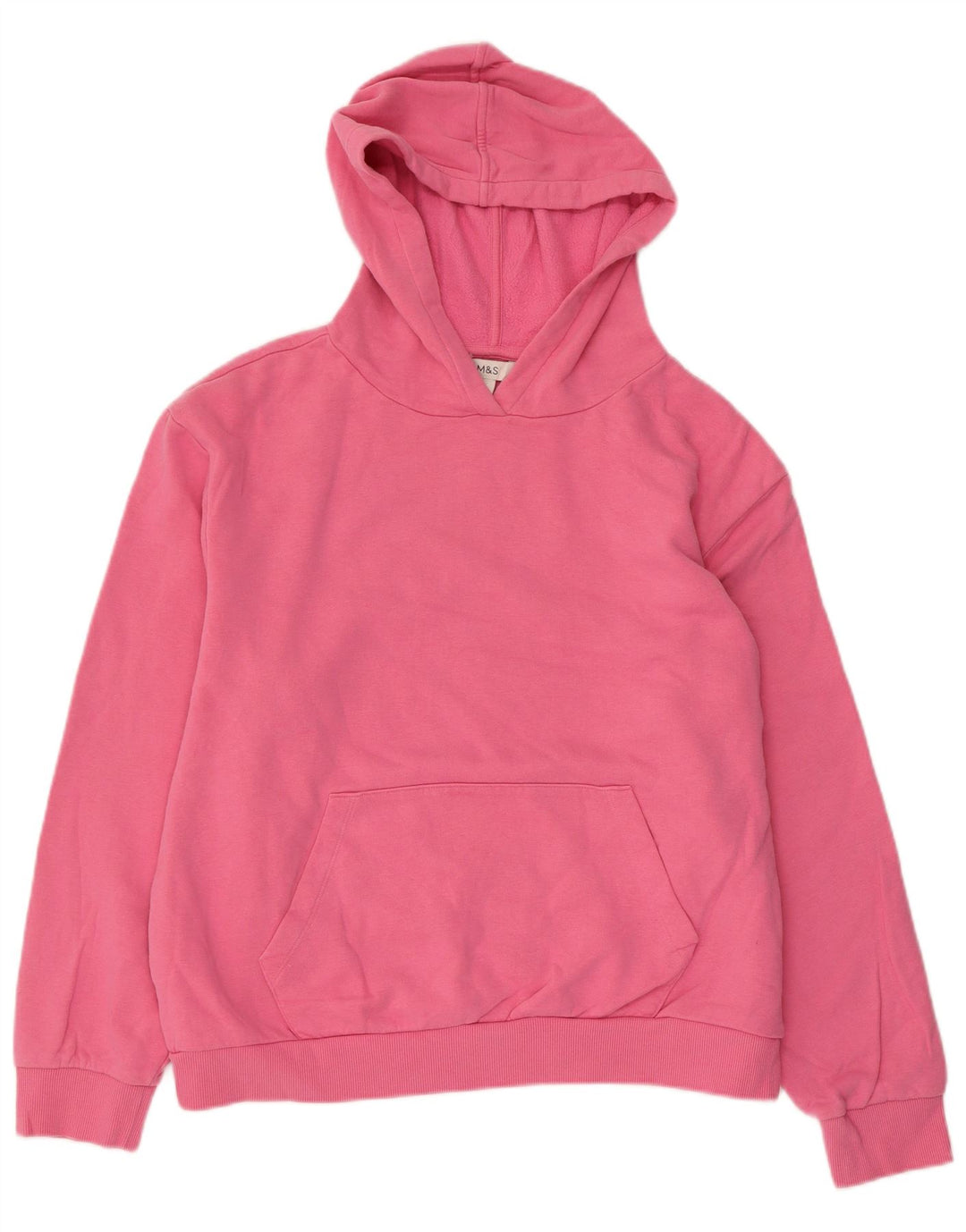 MARKS & SPENCER Womens Oversized Hoodie Jumper UK 14 Medium Pink Cotton