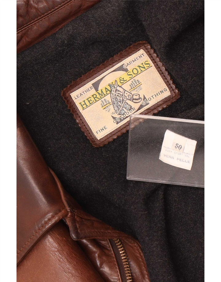 Męska kurtka skórzana Herman & Sons IT 50, duża, brązowa