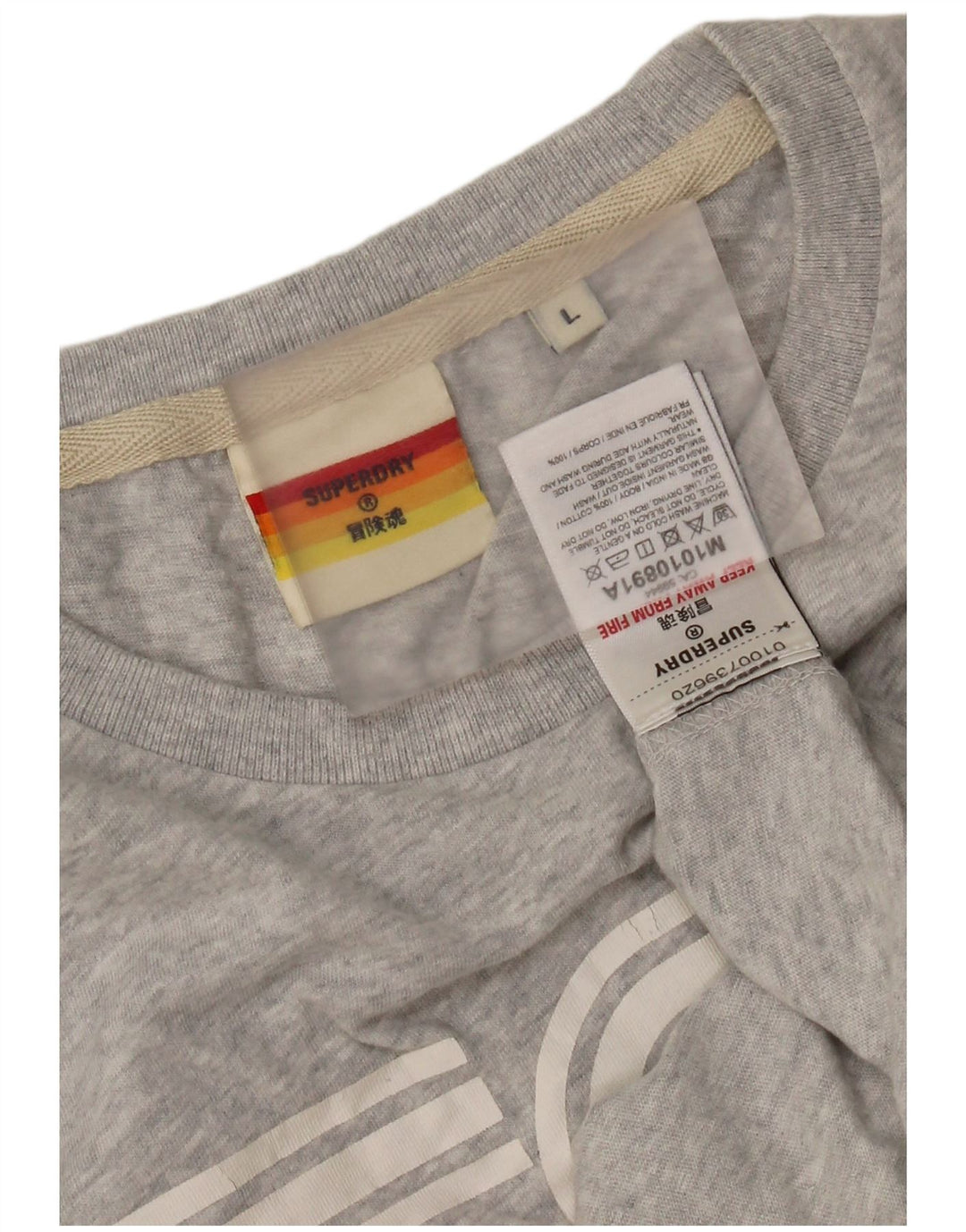 Męski T-shirt z grafiką Superdry, duży, szary, bawełniany