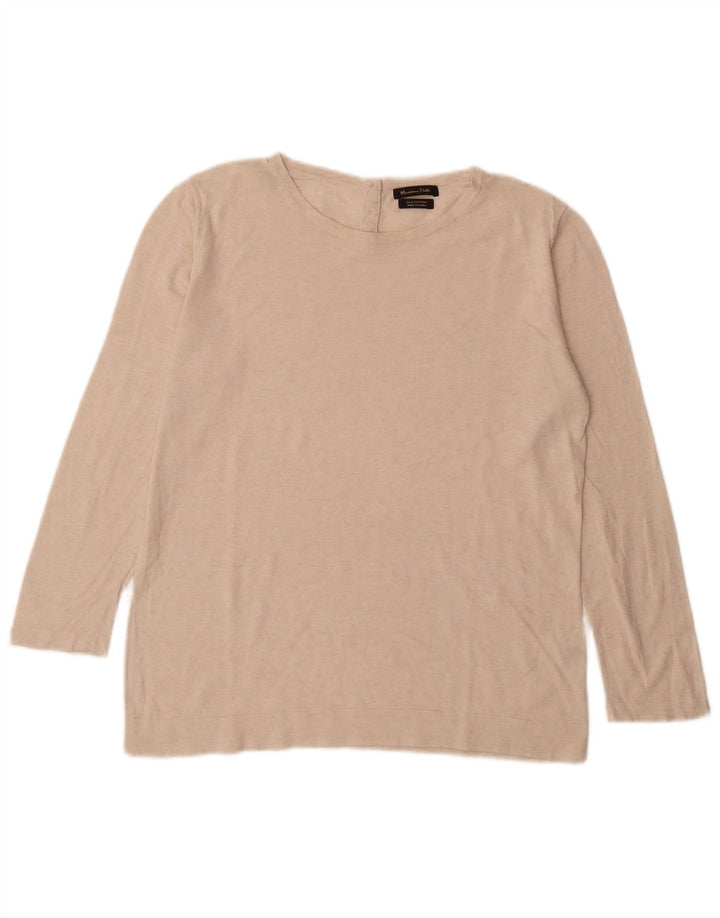Damski top oversize Massimo Dutti z długim rękawem UK 16, duży, beżowy, bawełniany