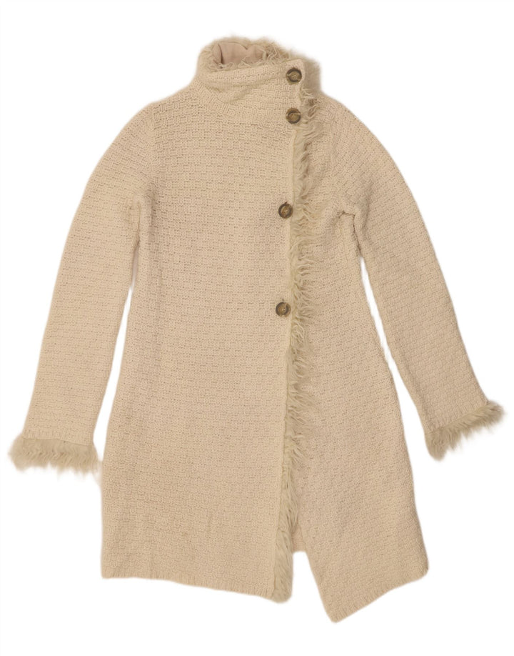 Damski sweter o przedłużonym fasonie Zara UK 12, średnia, biała wełna
