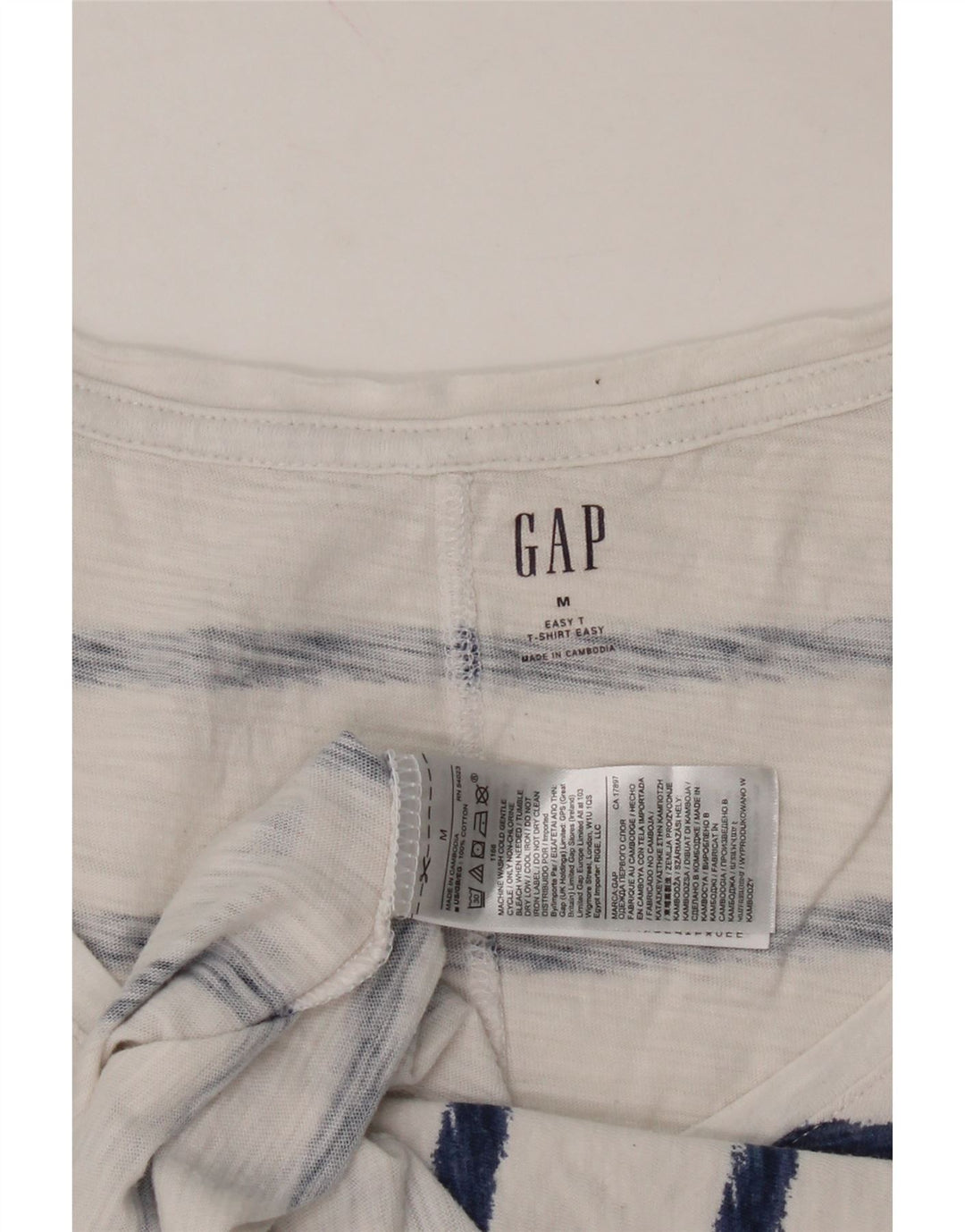 GAP Womens T-Shirt Top UK 14 Medium White Striped Cotton Vintage Gap and Second-Hand Gap from Messina Hembry 
