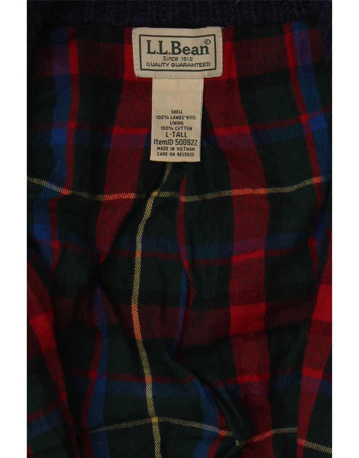 L.L.Bean Męski wysoki sweter kardiganowy, duży, granatowy, z owczej wełny