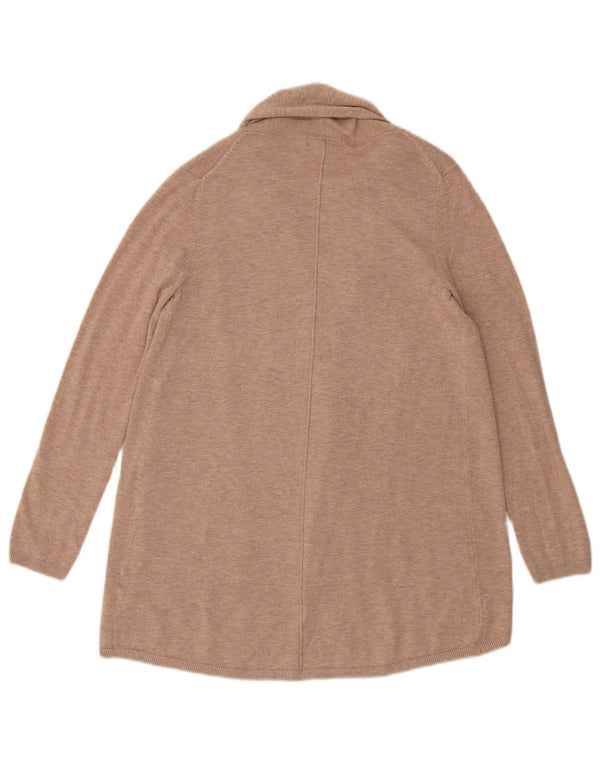 Sweter damski Zara z długim rękawem i otwartym kardiganem UK 14, duży, beżowy, nakrapiany