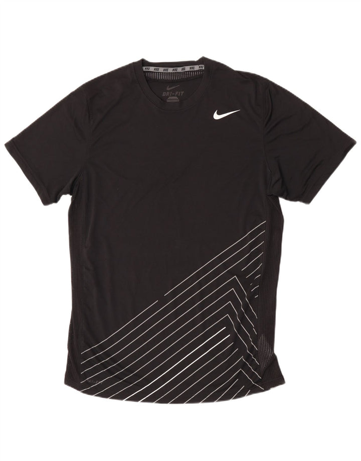 Męski T-shirt Nike Dri Fit, poliester w średnie czarne paski