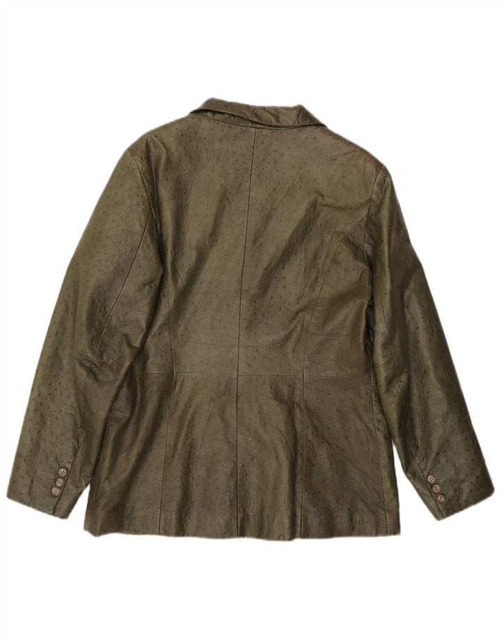 Damska kurtka skórzana w stylu vintage IT 46, duża skóra khaki