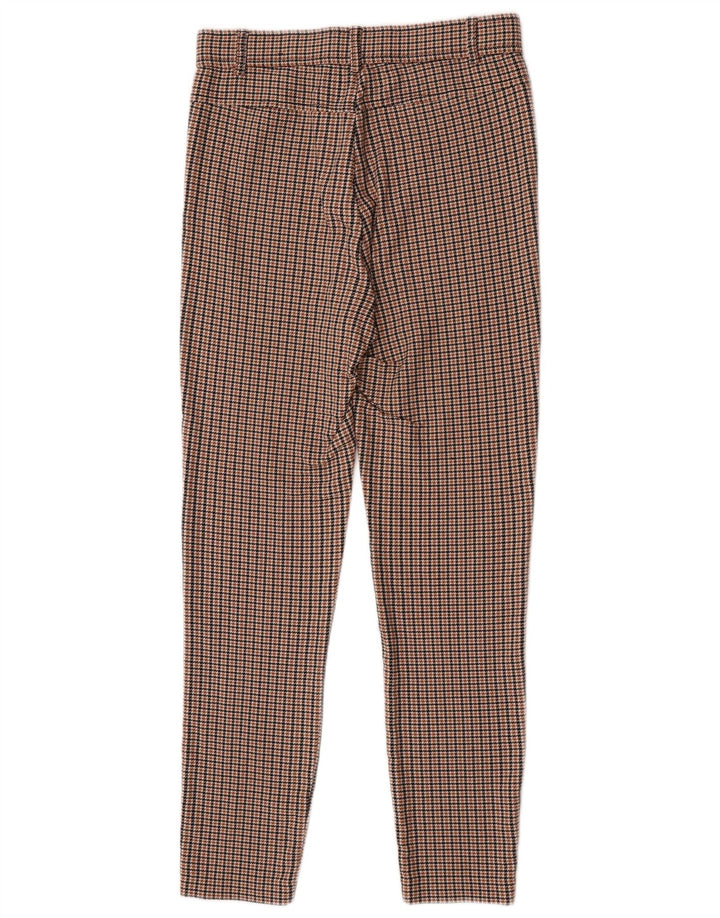 Damskie spodnie typu slim casual Zara, średnie W28 L27, brązowa wiskoza w pepitkę