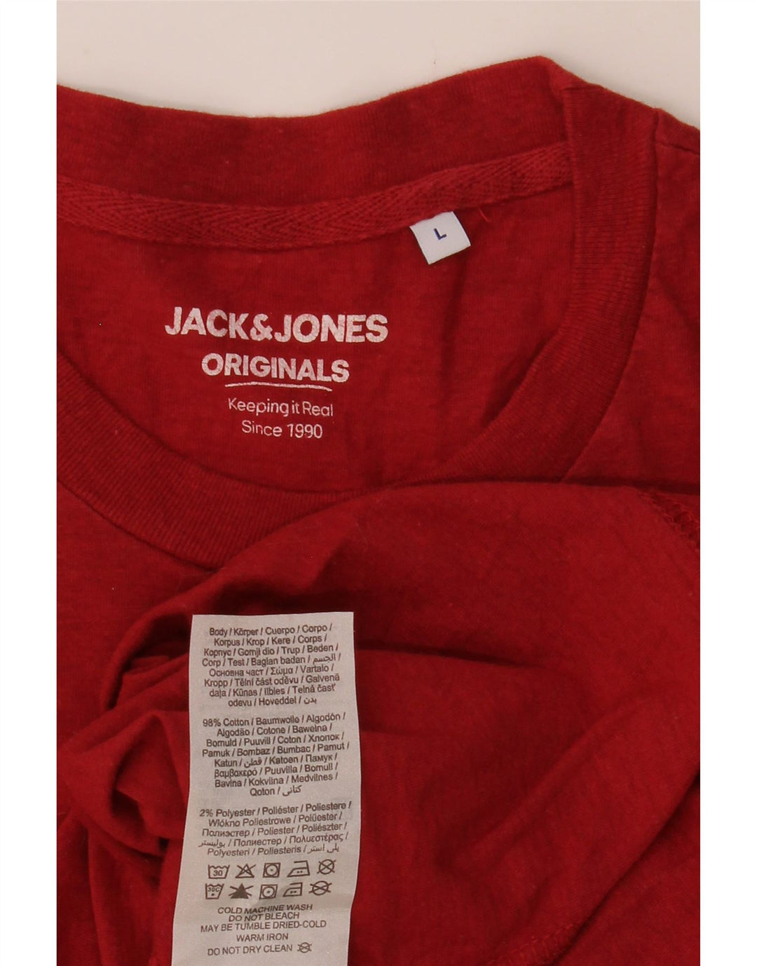 Męski T-shirt JACK & JONES, duży, czerwony, bawełniany
