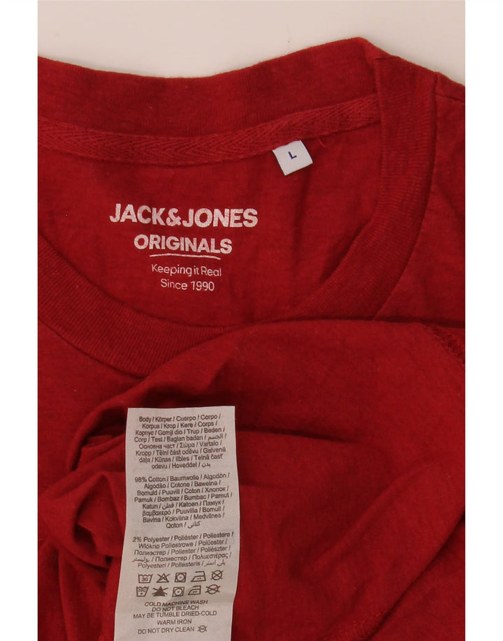 Męski T-shirt JACK & JONES, duży, czerwony, bawełniany