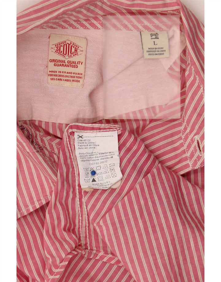 Koszula męska Scotch & Soda, duża, różowa, bawełniana w prążki