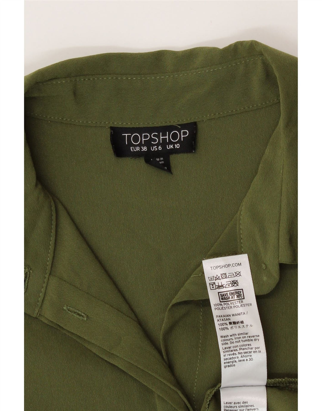 Damska bluzka koszulowa Topshop UK 10, mała, khaki, poliester