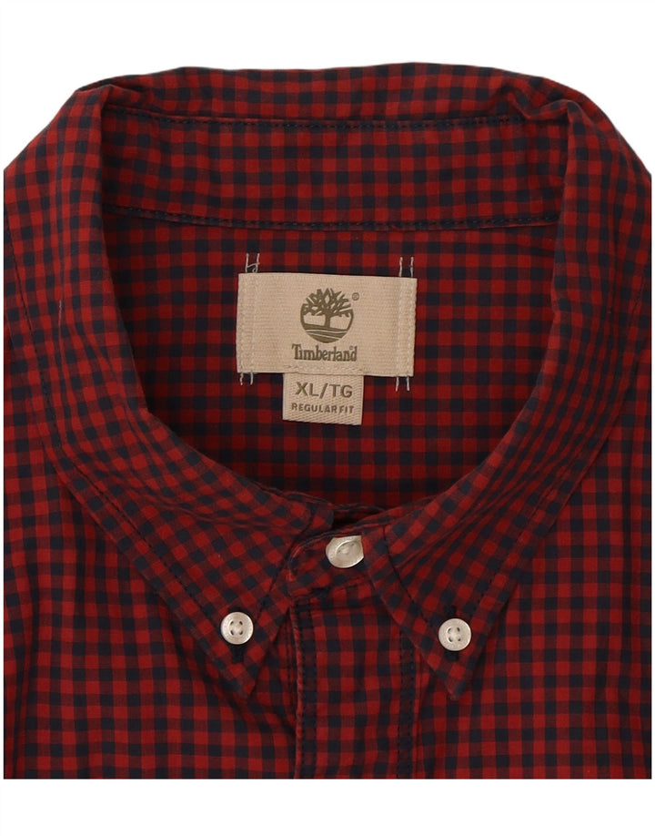 TIMBERLAND Mens Big & Tall Regular Fit Shirt XL Red Gingham Cotton