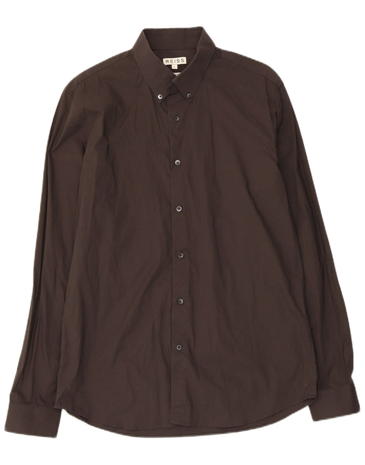 Koszula męska Reiss Slim Fit, duża, czarna, bawełniana