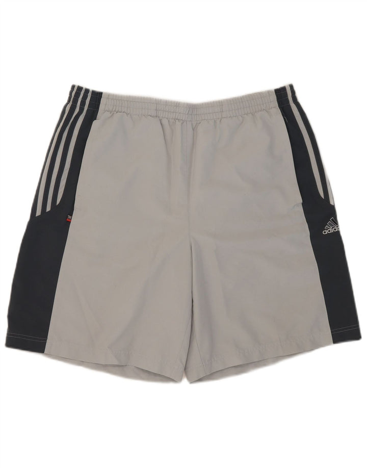 Męskie spodenki sportowe Adidas, duże, szare, bawełniane z blokami kolorów