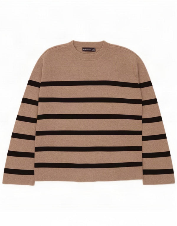 Marks & Spencer Damski sweter z okrągłym dekoltem UK 10 w małe brązowe paski