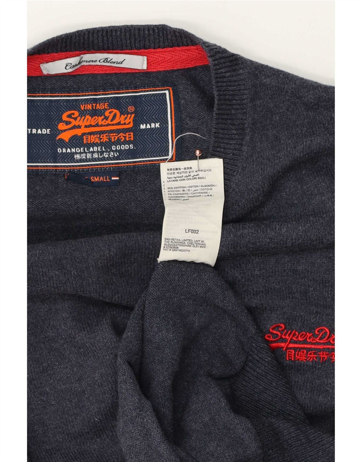 Męski sweter Superdry z okrągłym dekoltem, mały, granatowy, bawełniany