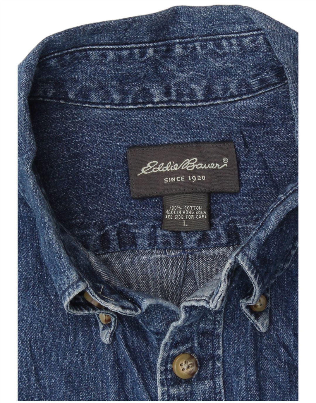 Męska koszula dżinsowa z krótkim rękawem Eddie Bauer, duża niebieska bawełna