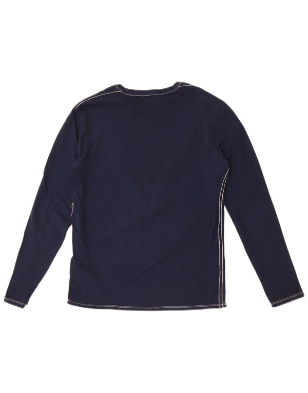 Guess Damski top slim fit z grafiką z długim rękawem, UK 10, mały, granatowy