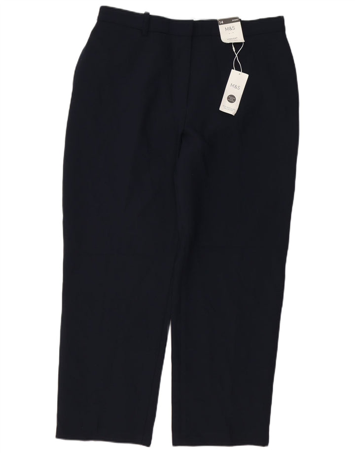 Damskie spodnie chino MARKS & SPENCER UK 14 duże W34 L27 granatowe