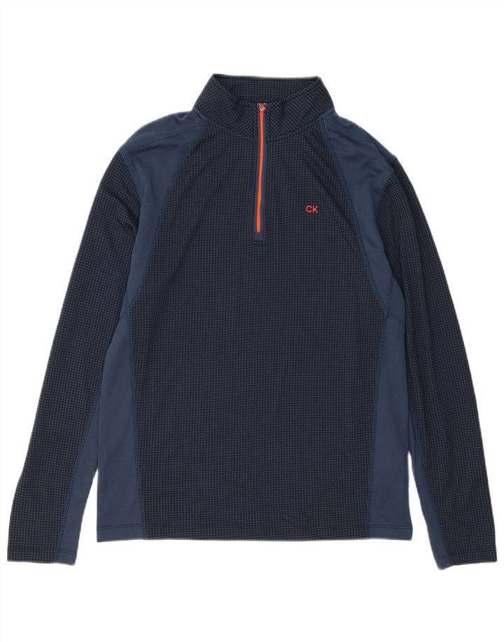 Męski sweter dresowy Calvin Klein, średni granatowy, blok kolorów