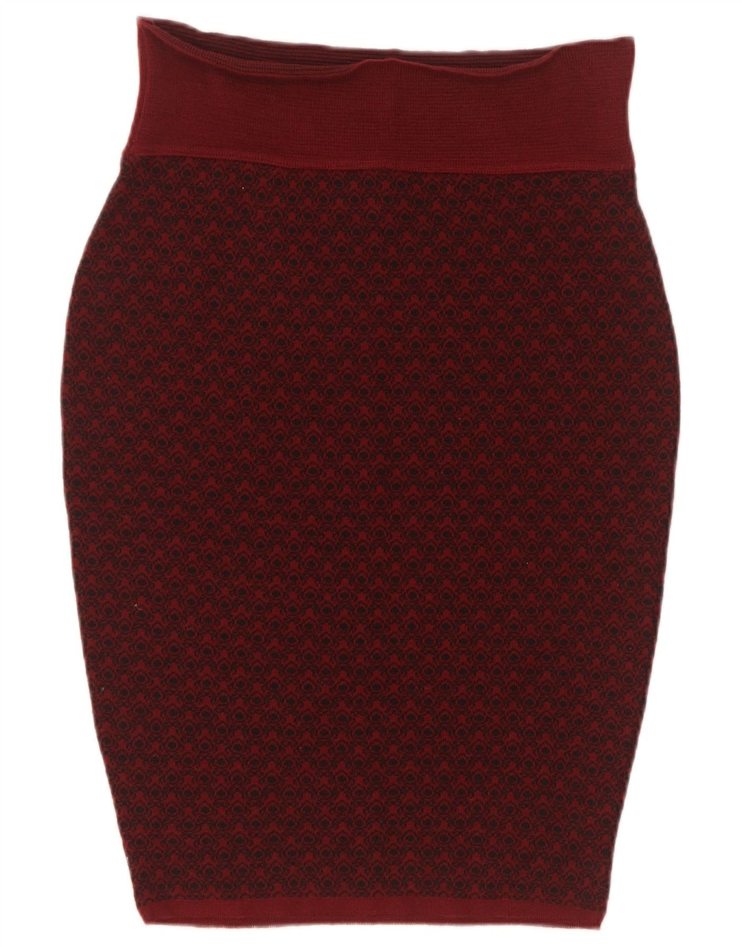 Damska spódnica ołówkowa Sevres w abstrakcyjny wzór IT 44 Medium W28 Burgundowa wełna